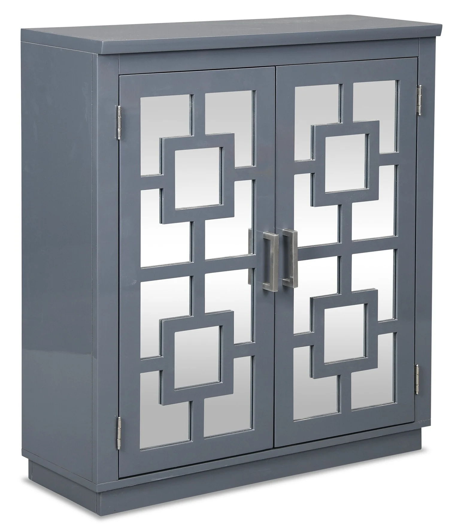 Darci 31.5" Accent Cabinet with Mirrored Doors - Grey