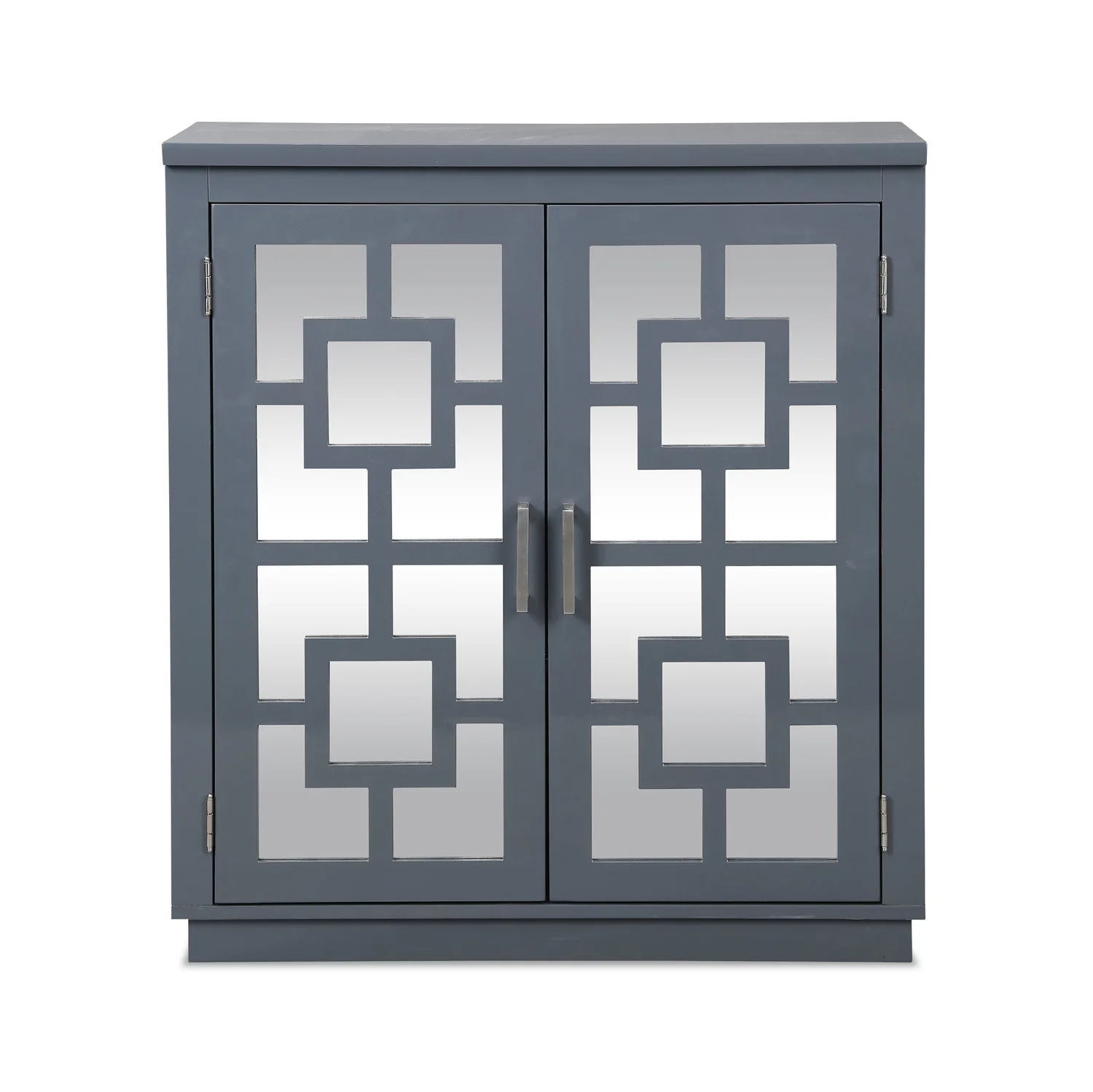 Darci 31.5" Accent Cabinet with Mirrored Doors - Grey