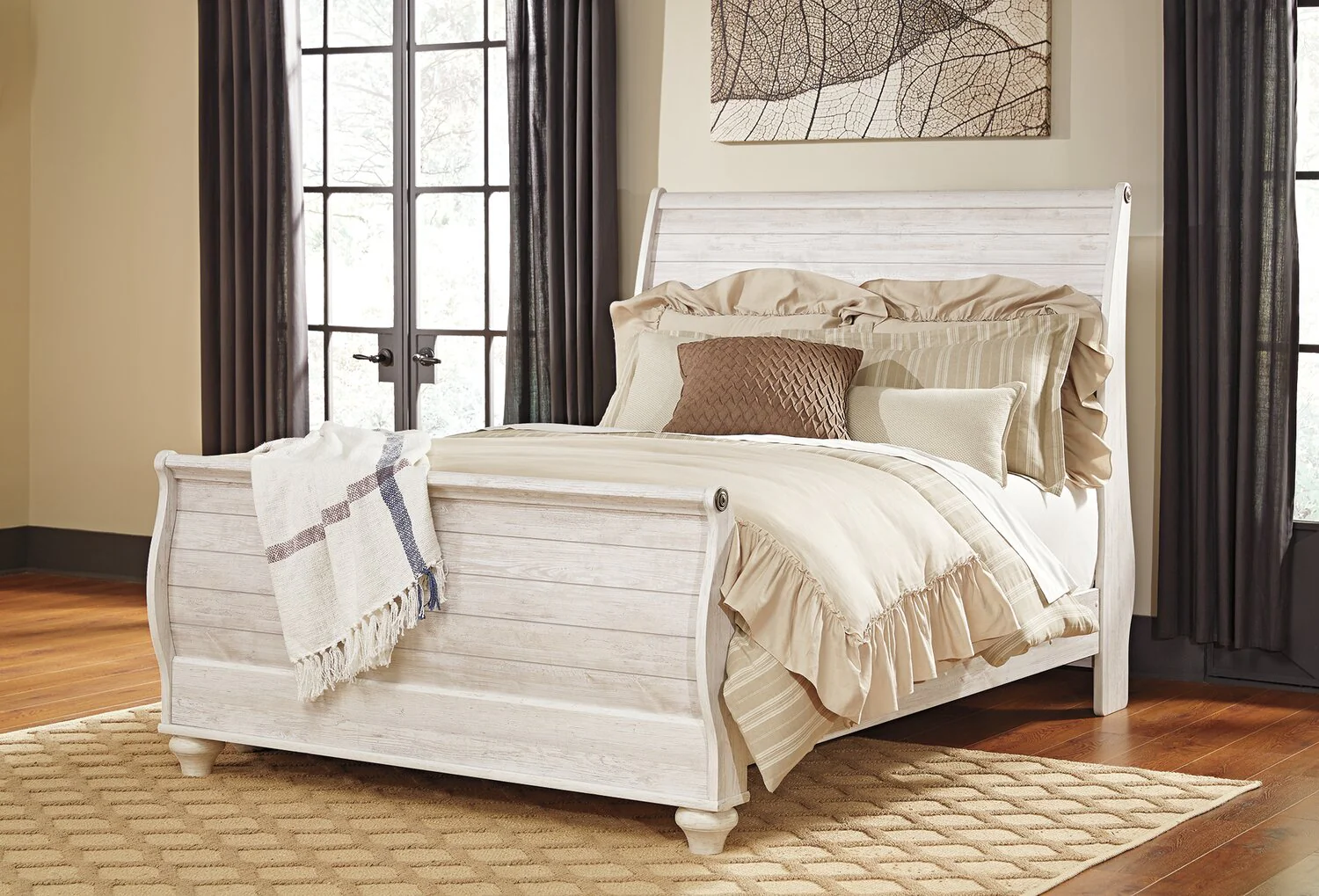 100-willowton-6pc-bedroom-set-with-sleigh-bed-dresser-mirror-nightstand-whitewash-queen-size-3.webp Willowton 6pc Bedroom Set with Sleigh Bed, Dresser, Mirror & Nightstand, Whitewash - Queen Size