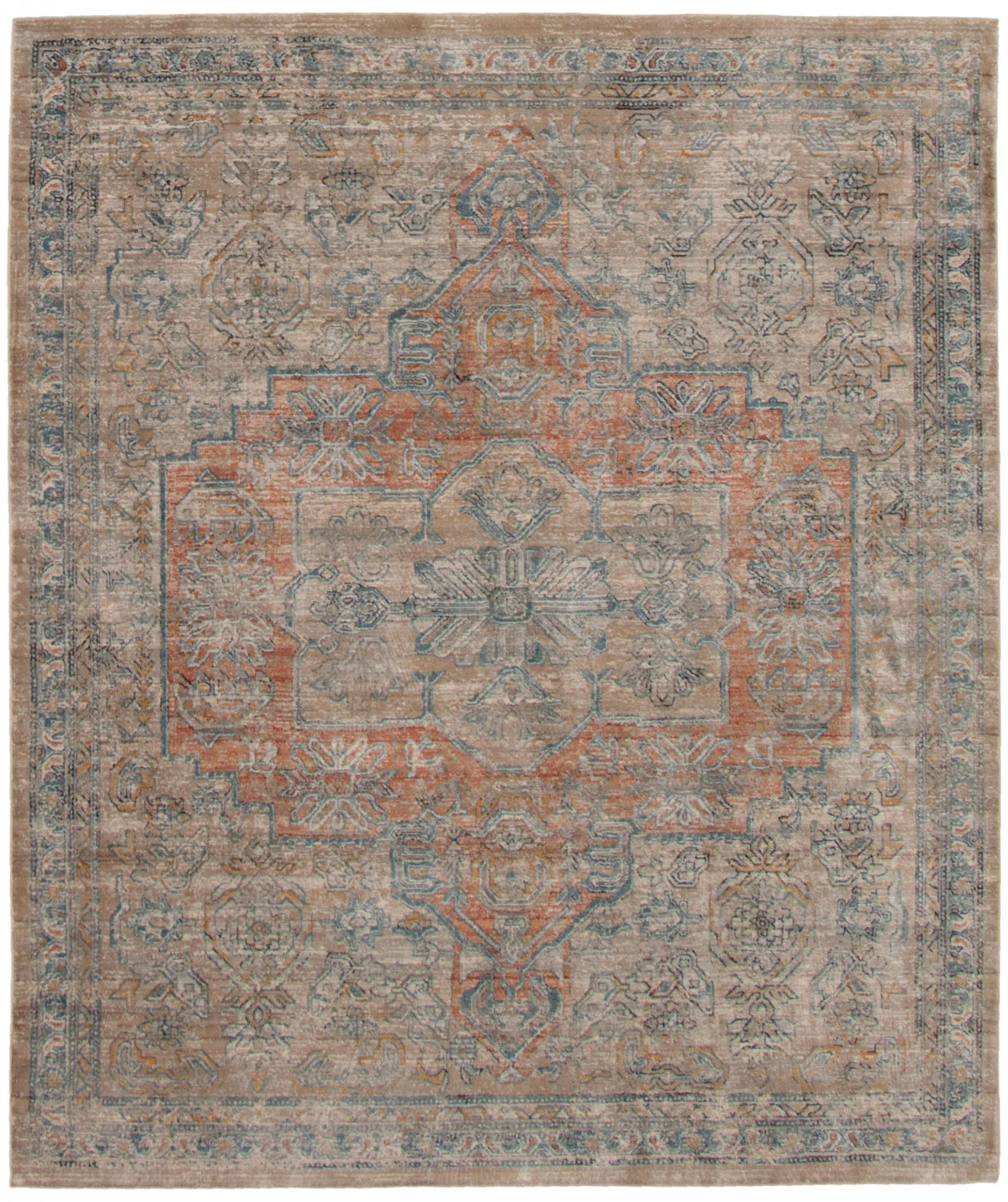 Baina Heriz Beige Area Rug - 5'3" x 6'7"