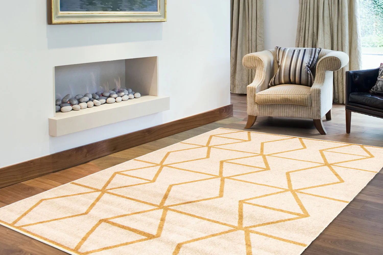 Anandi Ivory-Gold Area Rug - 3'11" x 5'7"