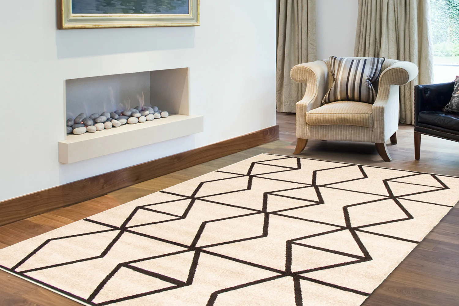 Anandi Ivory-Brown Area Rug - 3'11" x 5'7"