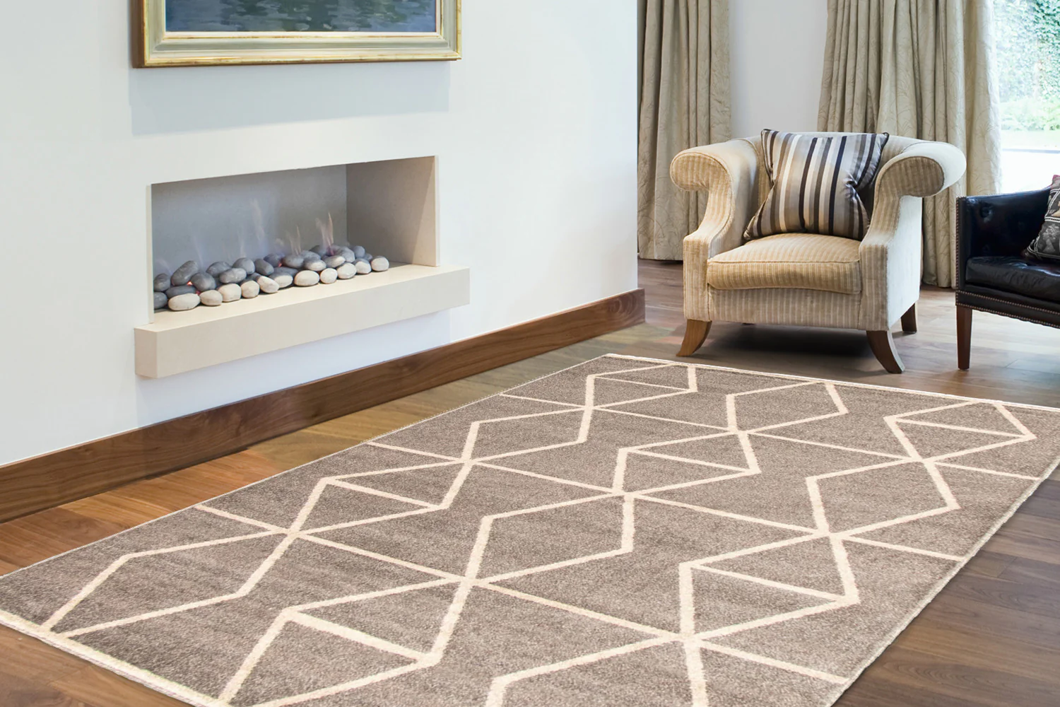Anandi Grey-Ivory Area Rug - 3'11" x 5'7"