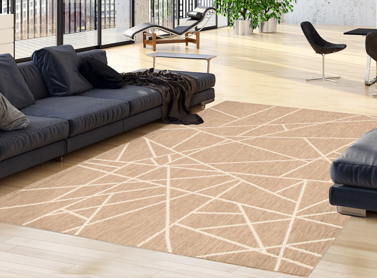 Sadie Abstract Taupe-Champagne Area Rug - 7'10" x 10'2"
