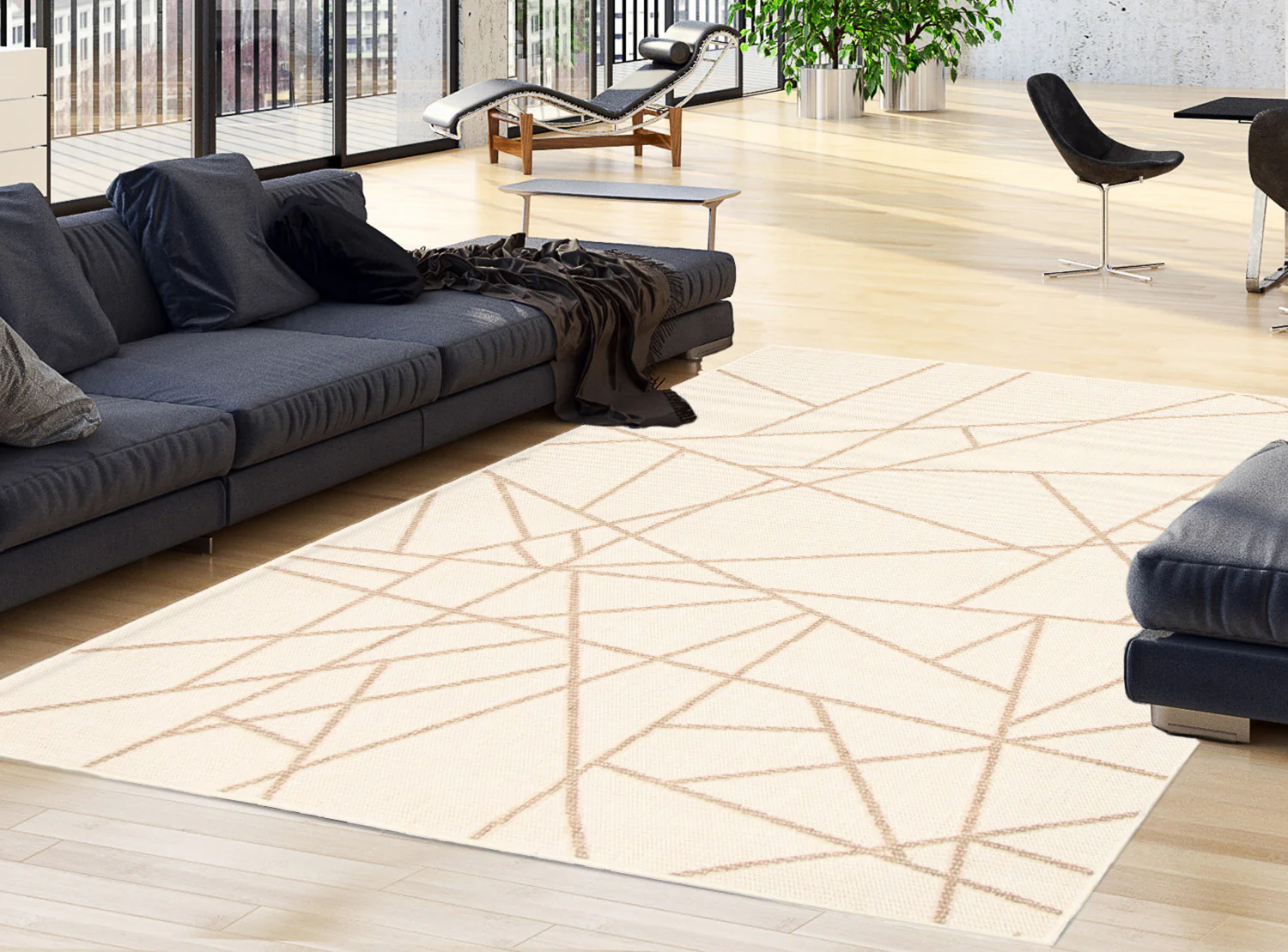 Sadie Abstract Champagne-Taupe Area Rug - 5'3" x 7'7"