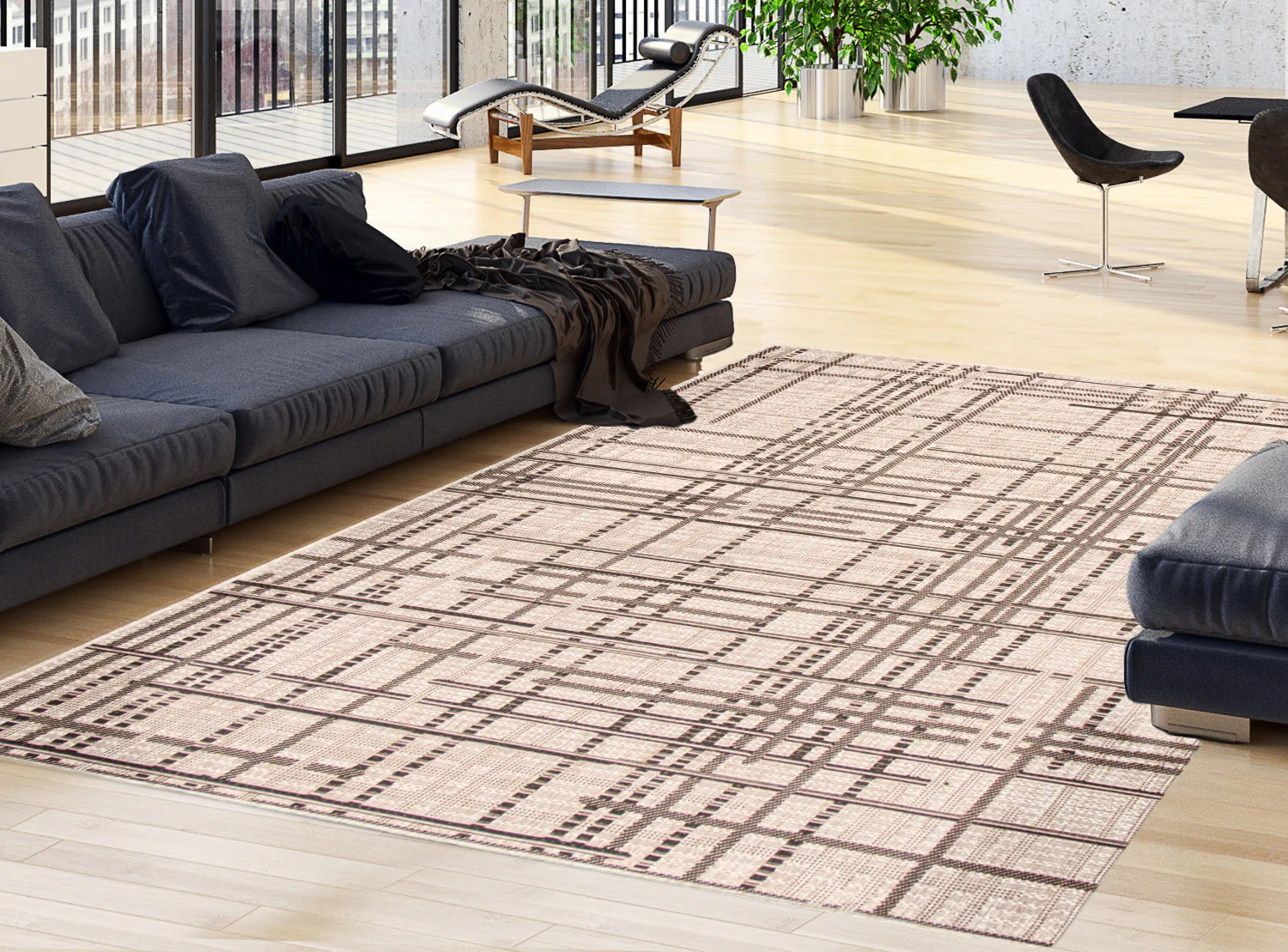 Sadie Burburry Silver-Black Area Rug - 5'3" x 7'7"