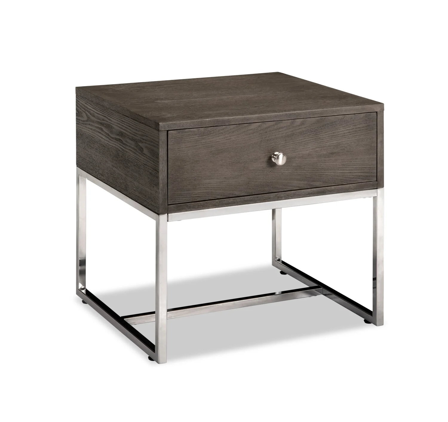 Echo 24" Modern End Table with Storage - Brown with Silver Metal Legs