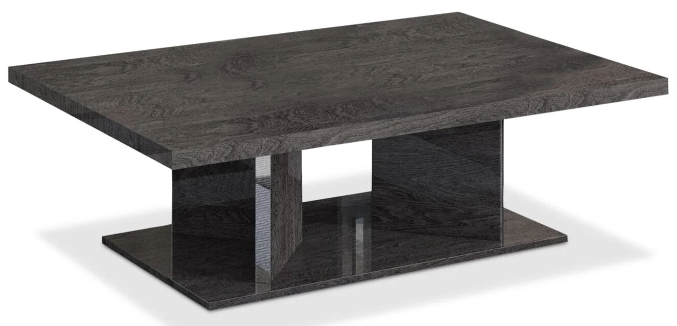 Mara 51.1" Modern Coffee Table - Dark Grey Wood with Lacquer Finish