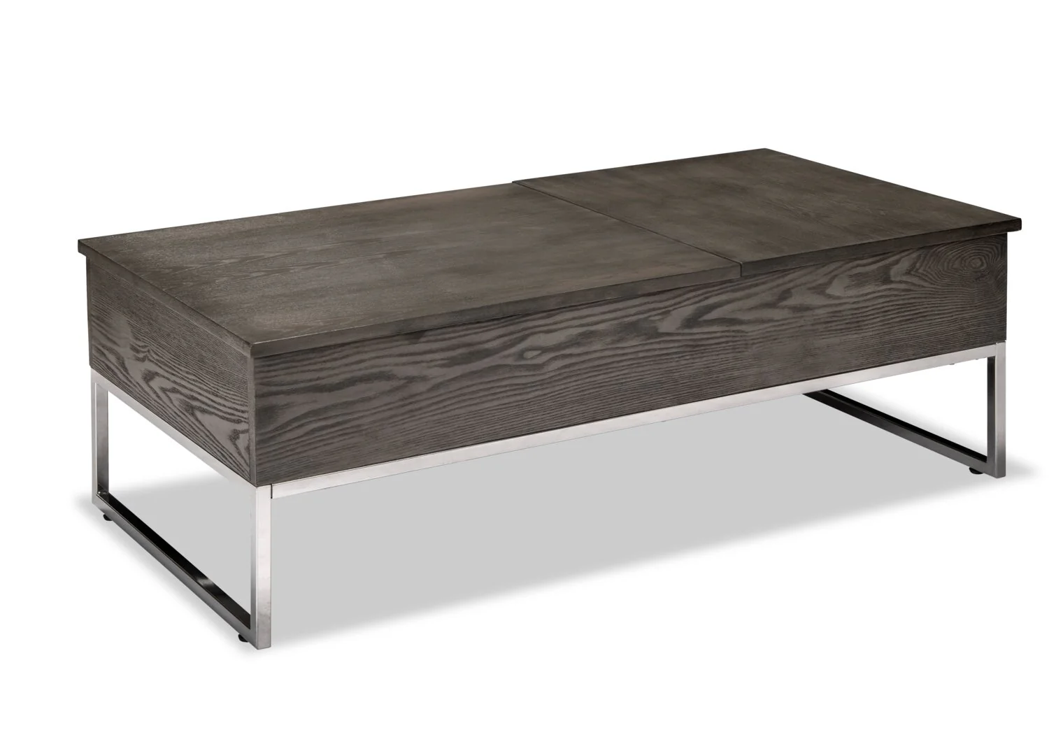 Echo 47.25" Modern Lift Top Coffee Table with Storage - Brown with Silver Metal Legs