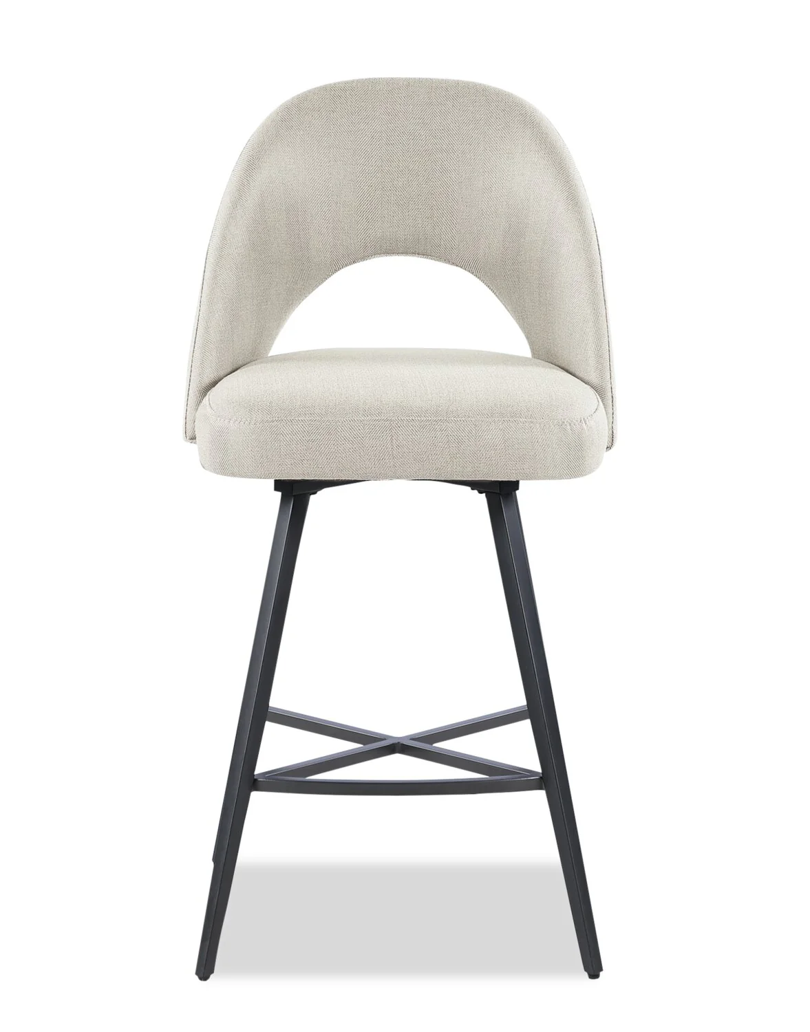 Elijah Counter-Height Stool with Swivel Seat, Linen-Look Fabric, Metal - Taupe