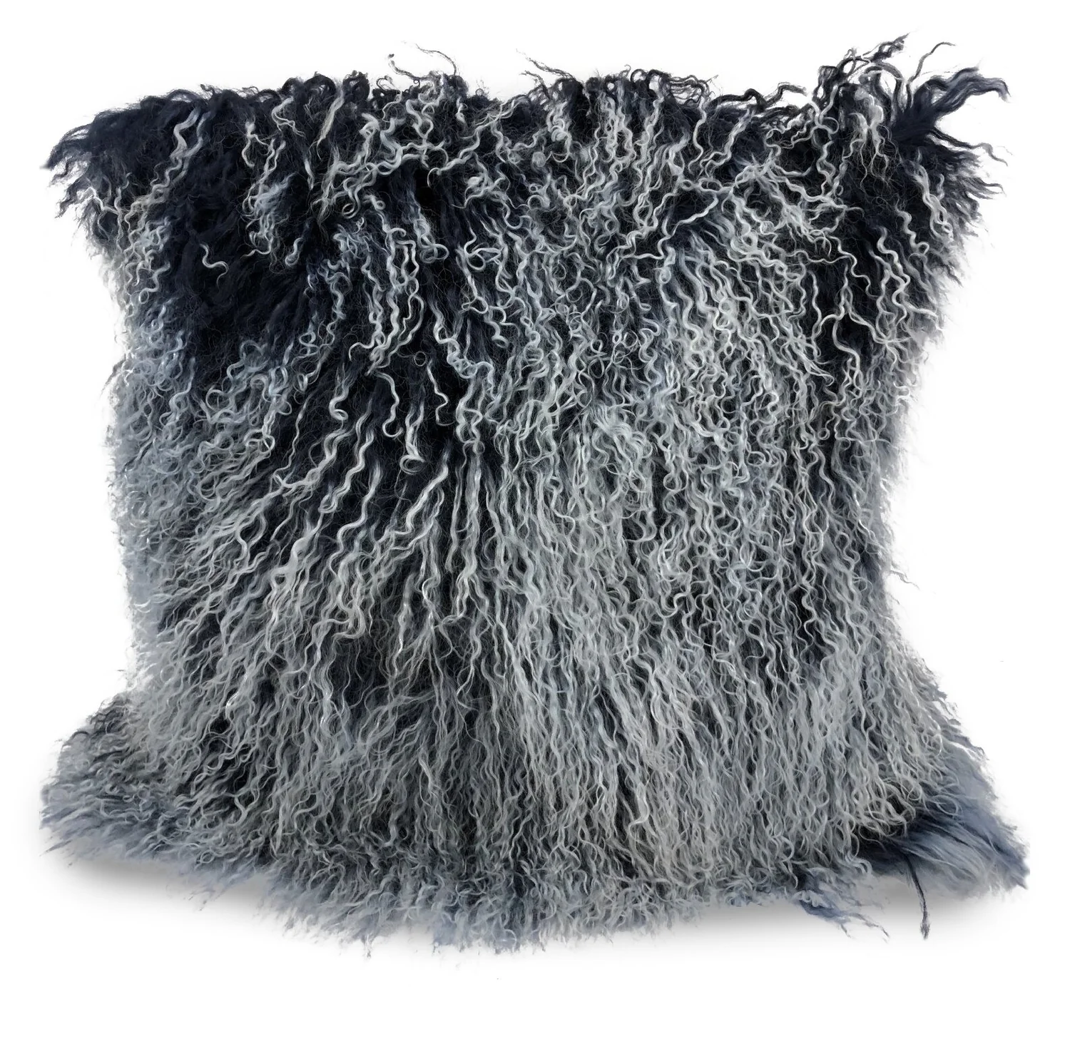 Mongolian 16" Square Accent Pillow - Navy/Grey Tip