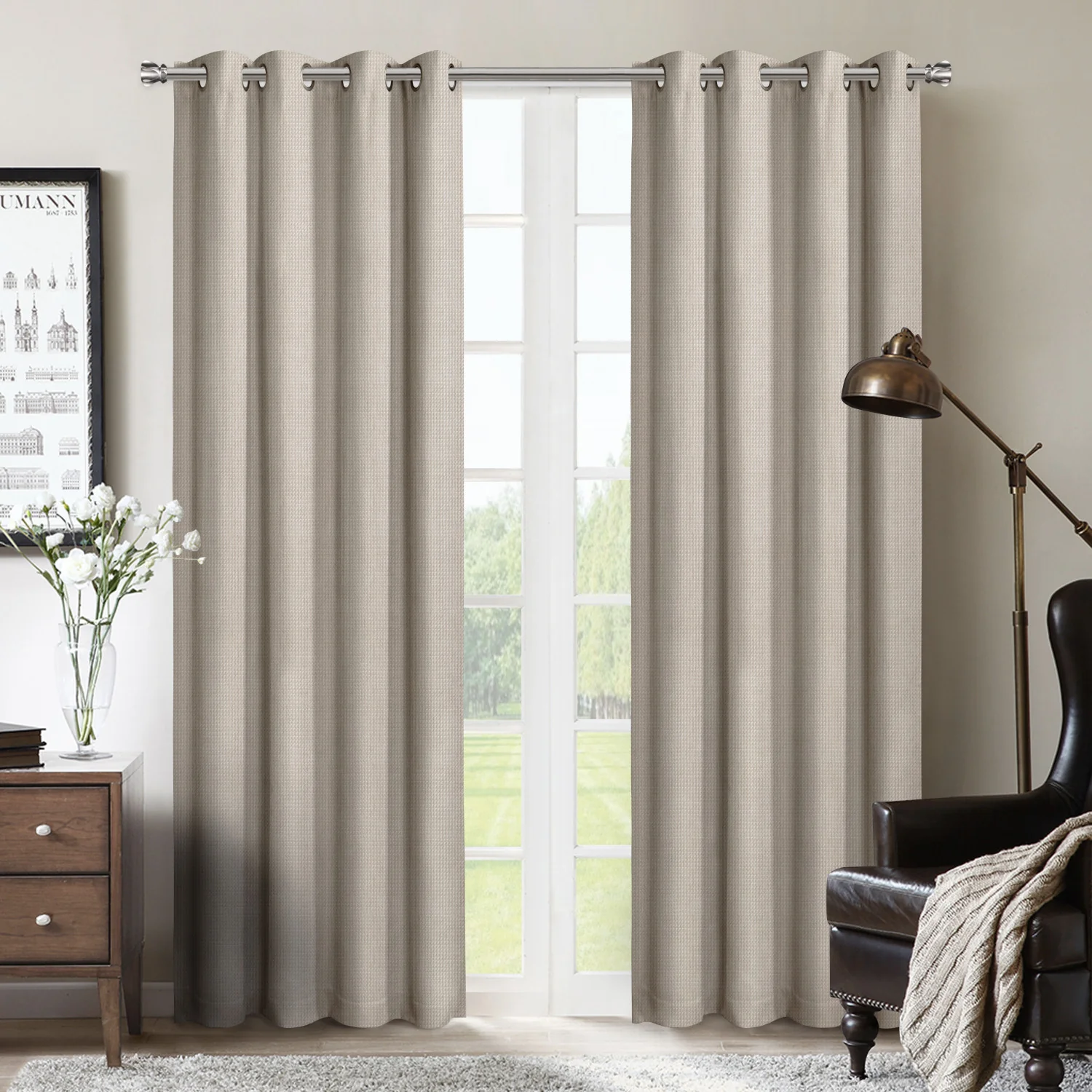Melgar 54" x 84" Grommet Panel (Set of 2) - Beige