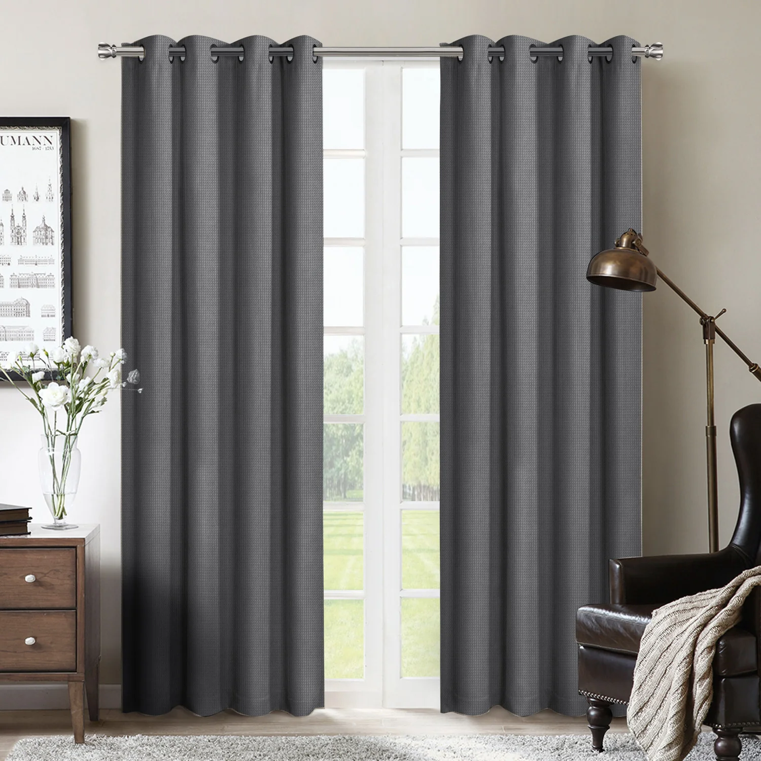 Melgar 54" x 95" Grommet Panel (Set of 2) - Grey