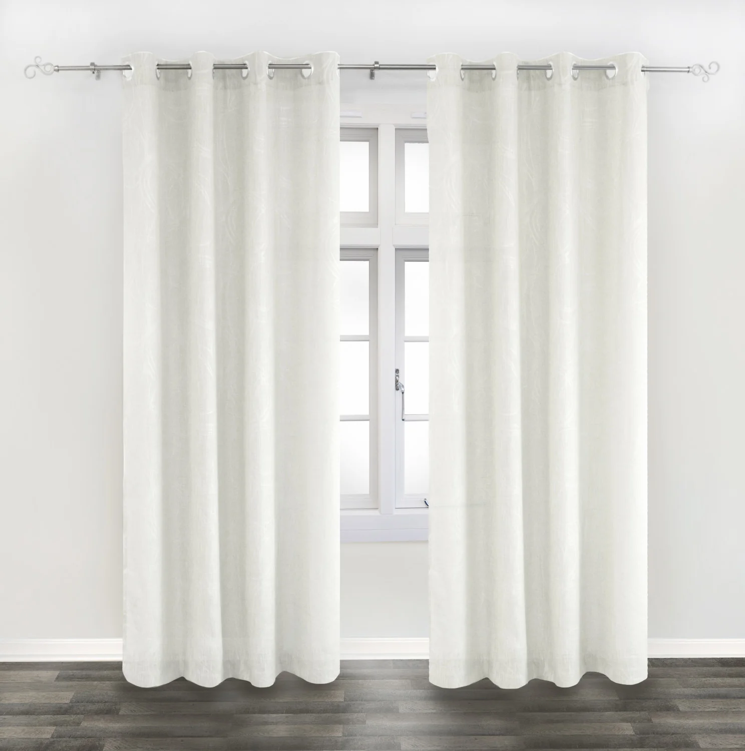 Circle 52" x 96"  Linen Grommet Panel (Set of 2) - White