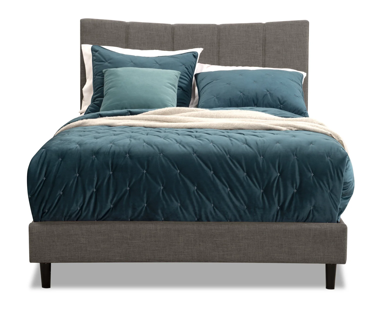 Paseo Upholstered Platform Bed in Grey Fabric - Full Size