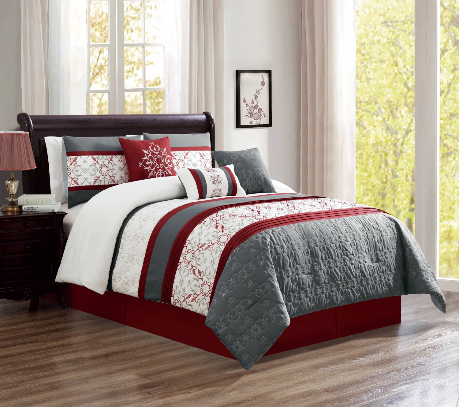 Lampa 7-Piece King Comforter Set - Red