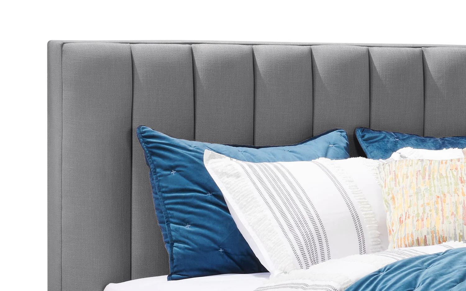 Kort & Co. Rain Upholstered Platform Bed in Grey Fabric, Tufted - Full Size