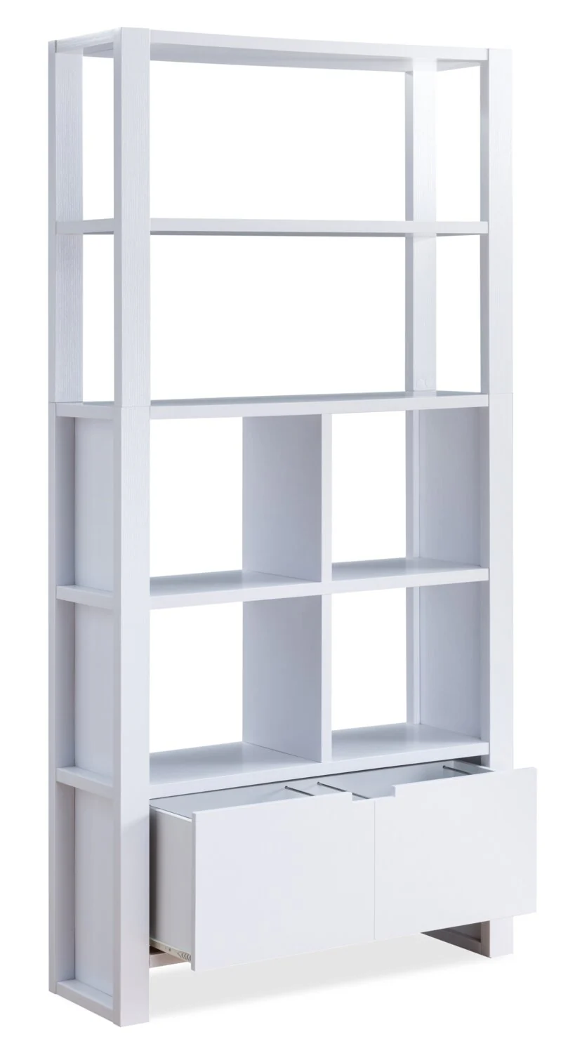 Oscar Owen 36" Bookcase with Drawer & 6 Shelves - White