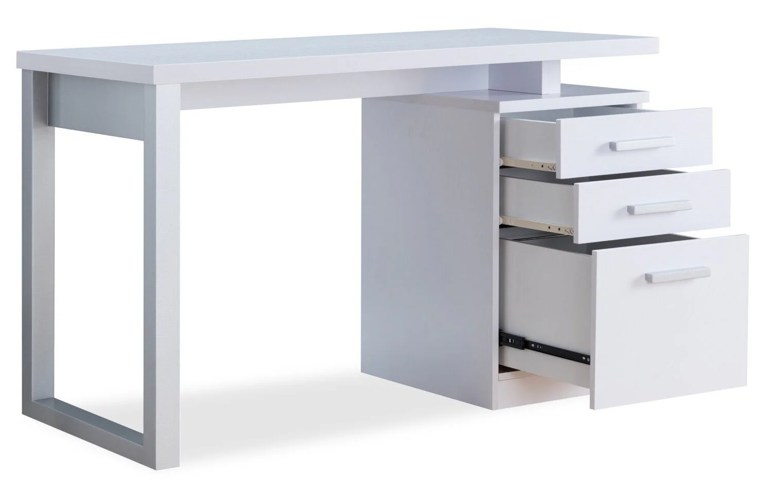 Oscar 47" Reversible Office Desk with 3-Drawers - White