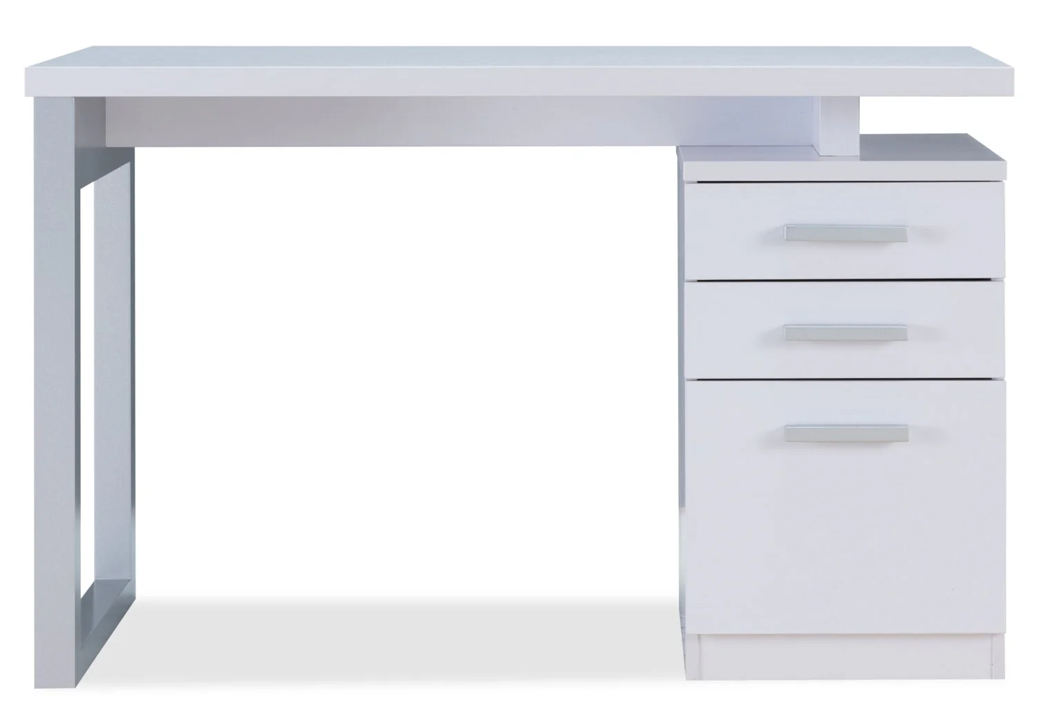 Oscar 47" Reversible Office Desk with 3-Drawers - White