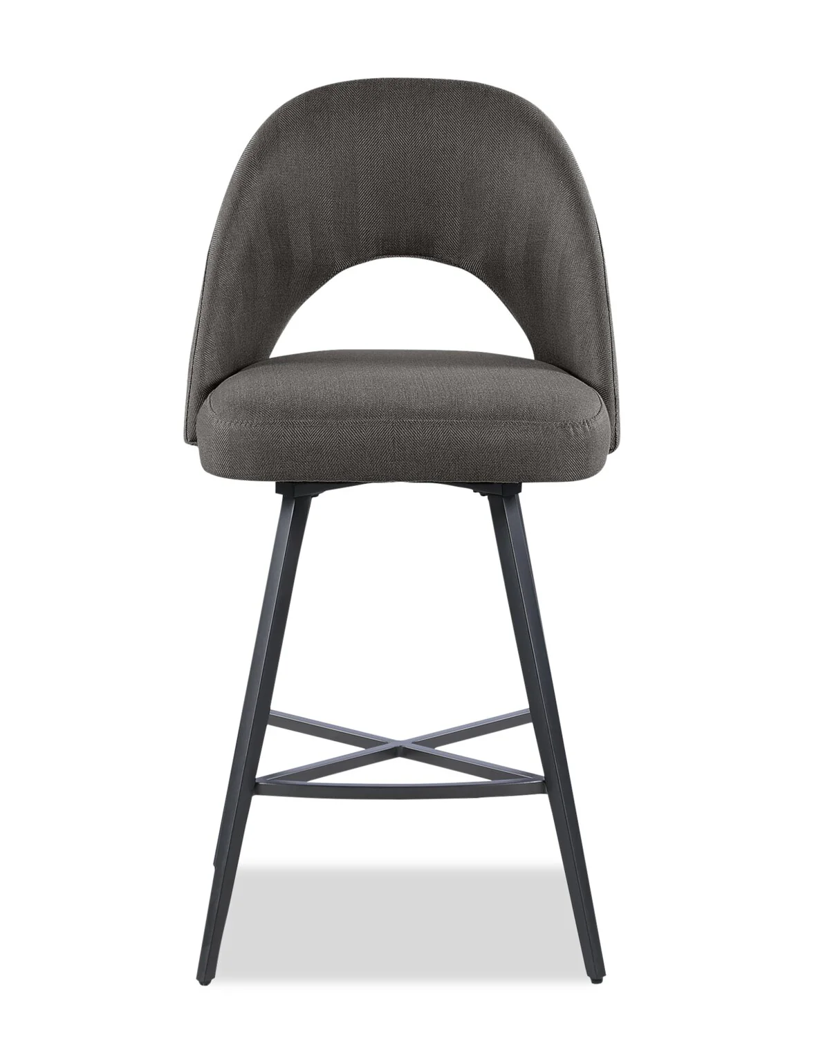 Elijah Counter-Height Stool with Swivel Seat, Linen-Look Fabric, Metal - Grey