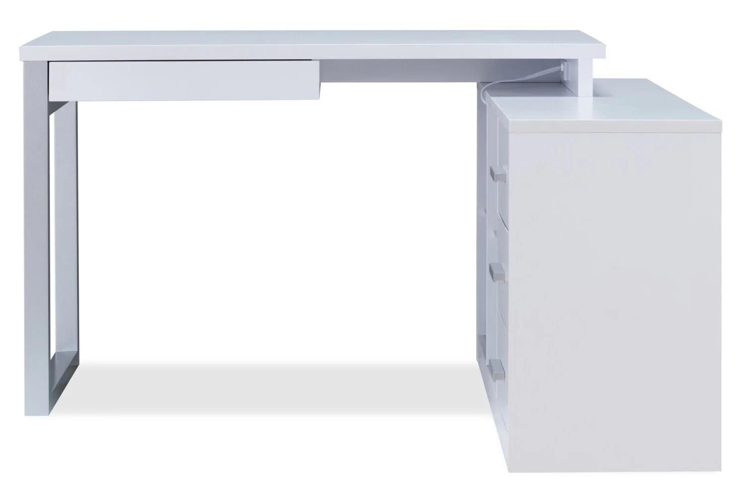 Owen 55" Reversible Corner Office Desk with 4-Drawers & Cubbies - White