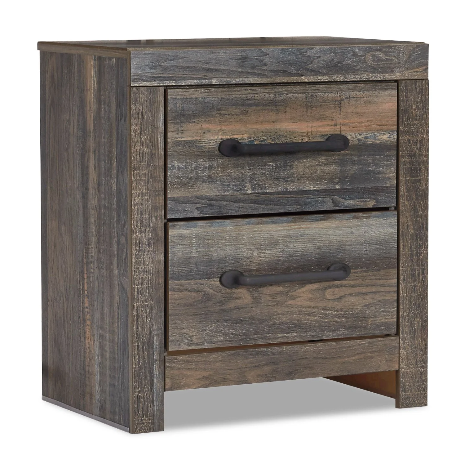 Abby Bedside 2-Drawer Nightstand with USB Port, 21.8"W x 24.5"H- Brown