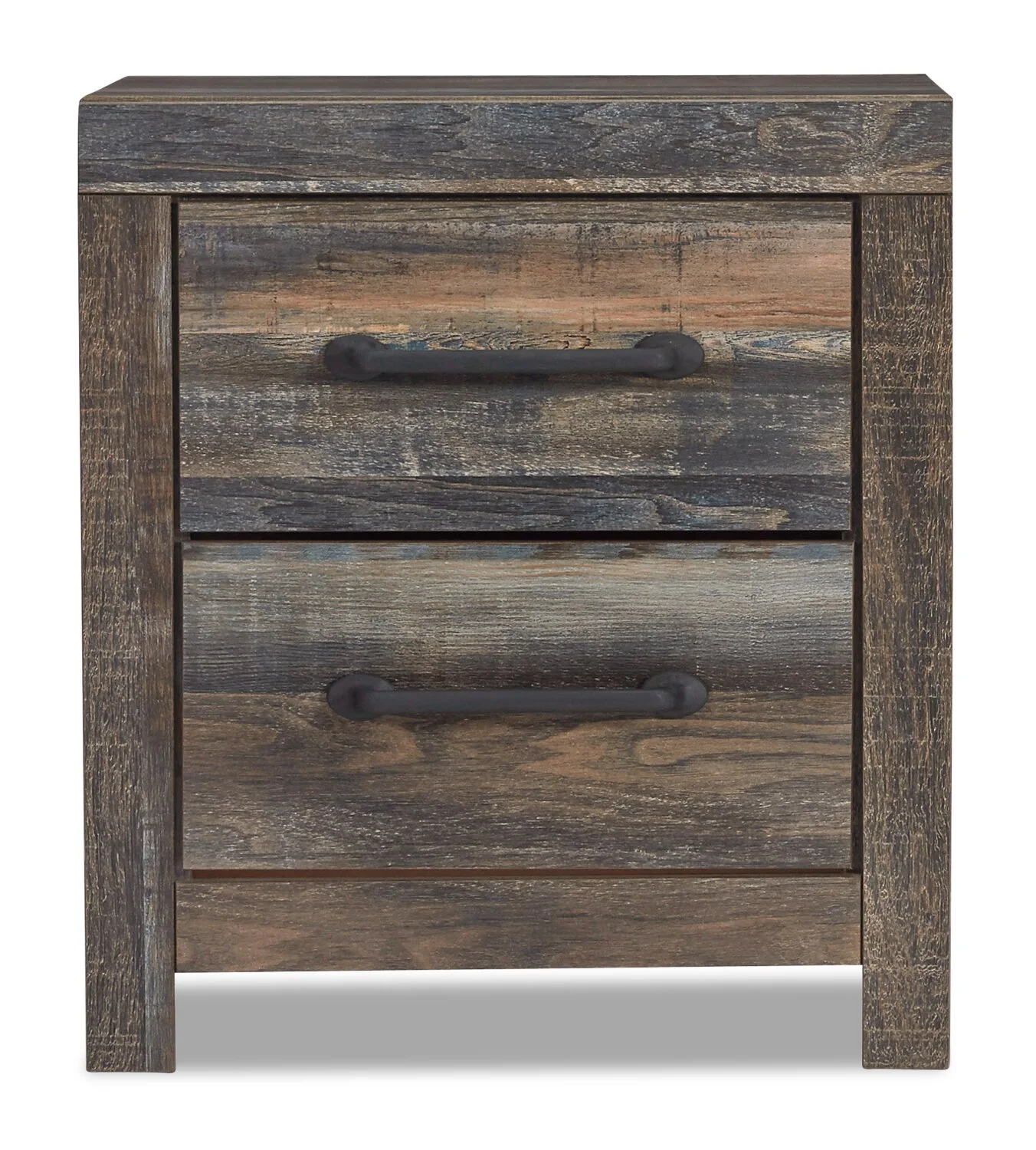 Abby Bedside 2-Drawer Nightstand with USB Port, 21.8"W x 24.5"H- Brown