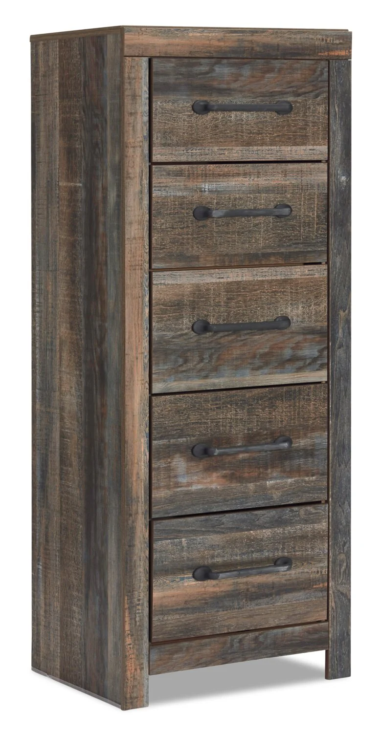 Abby Bedroom Narrow Chest of Drawers, 5-Drawer, 21.7"W x 53.9"H - Brown