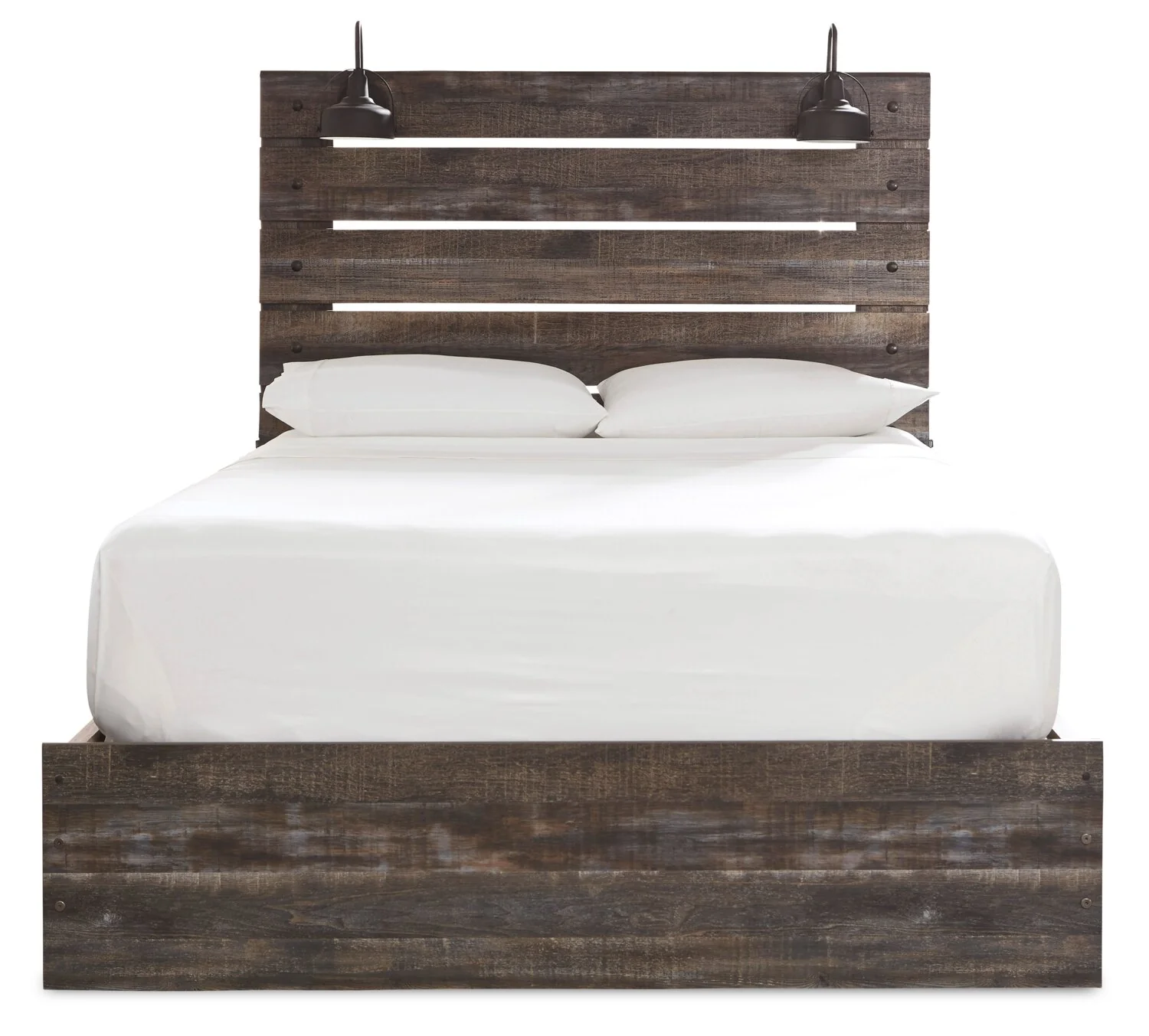 Abby Platform Side Storage Bed with LED Lights & USB Ports, Brown - Queen Size