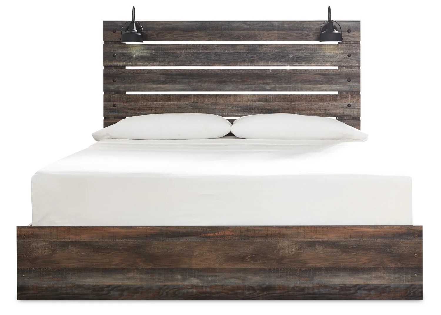 Abby Platform Side Storage Bed with LED Lights & USB Ports, Brown - King Size