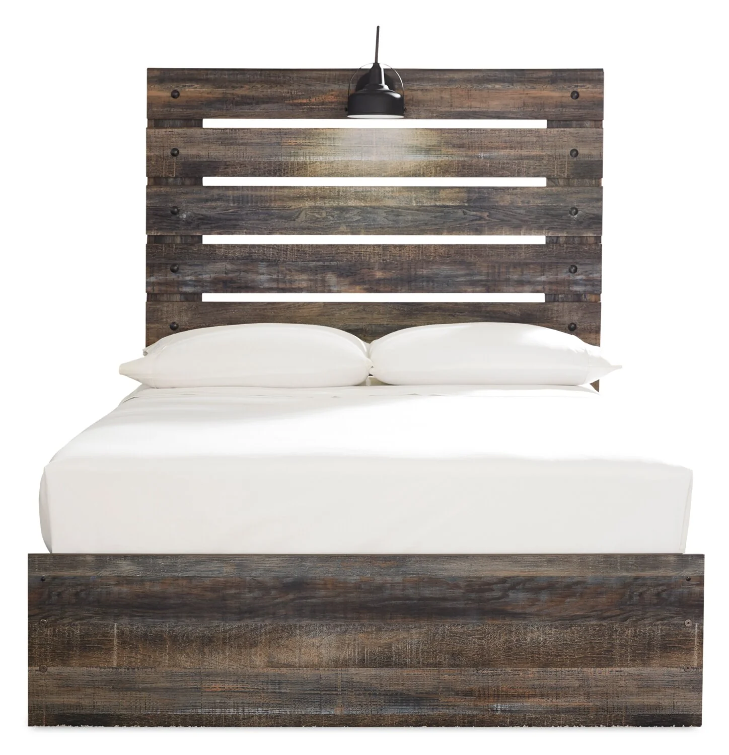 Abby Platform Side Storage Bed with LED Light & USB Ports, Brown - Full Size