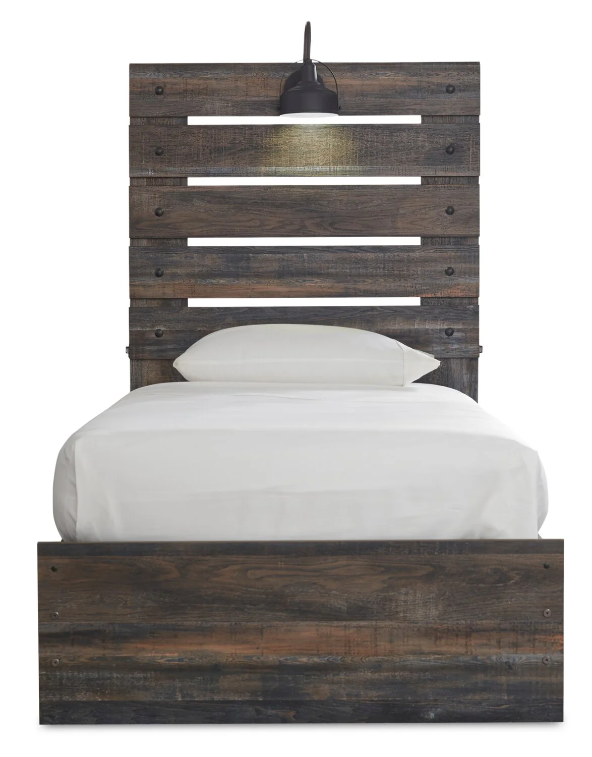 Abby Side Storage Bed with LED Light & USB Ports for Kids, Brown - Twin Size