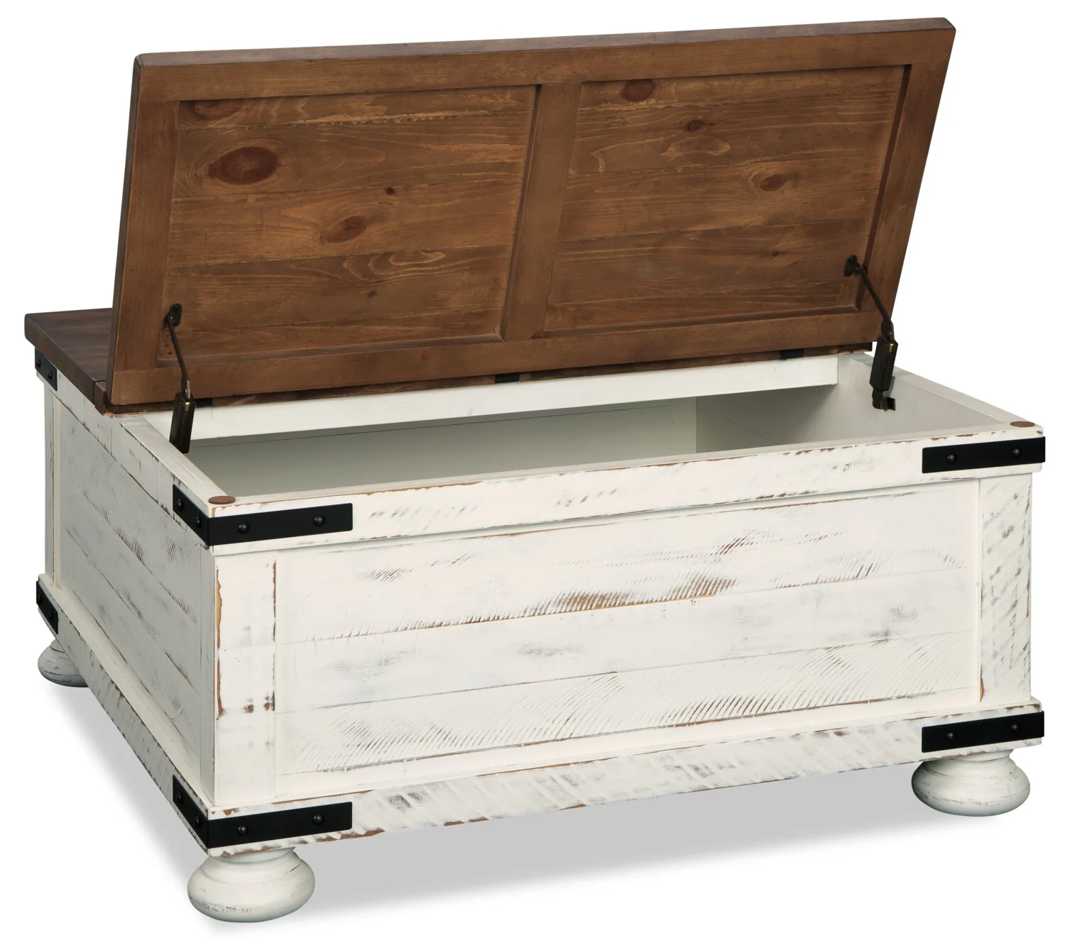 Benjy 36" Rustic Coffee Table Trunk with Storage - Two Tone Wood