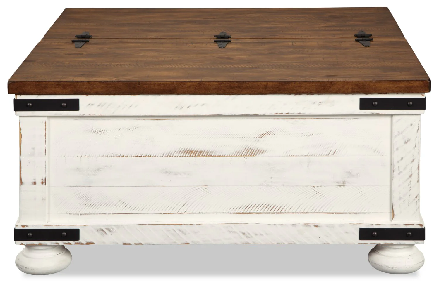 Benjy 36" Rustic Coffee Table Trunk with Storage - Two Tone Wood