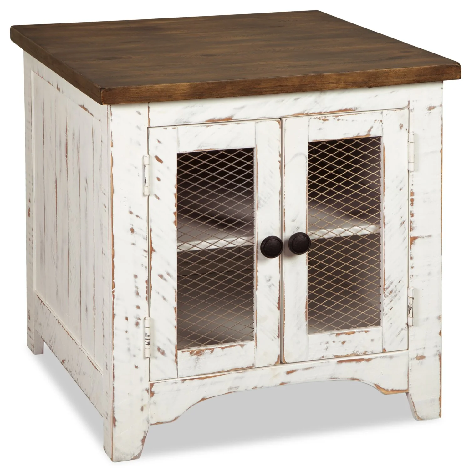 Benjy 24" Rustic End Table with Storage - Two Tone Wood