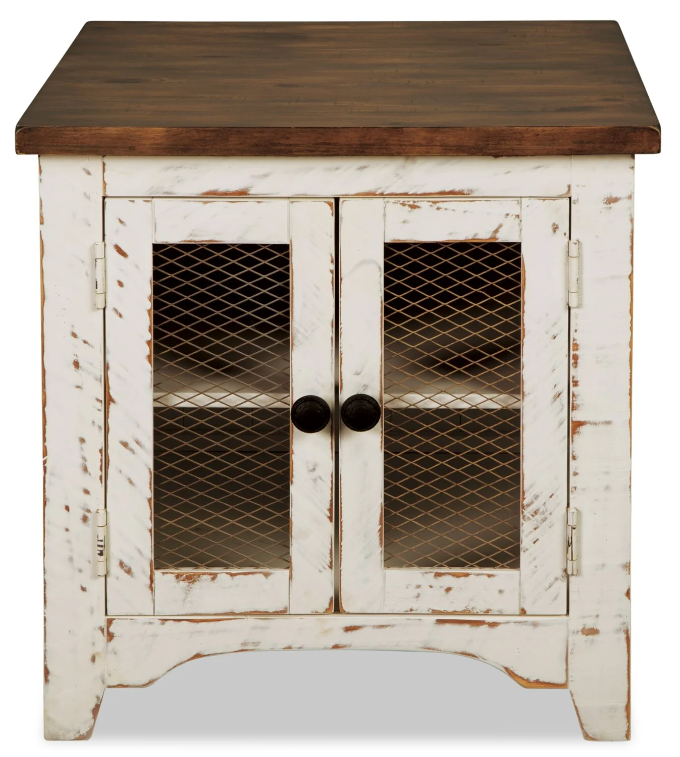 Benjy 24" Rustic End Table with Storage - Two Tone Wood