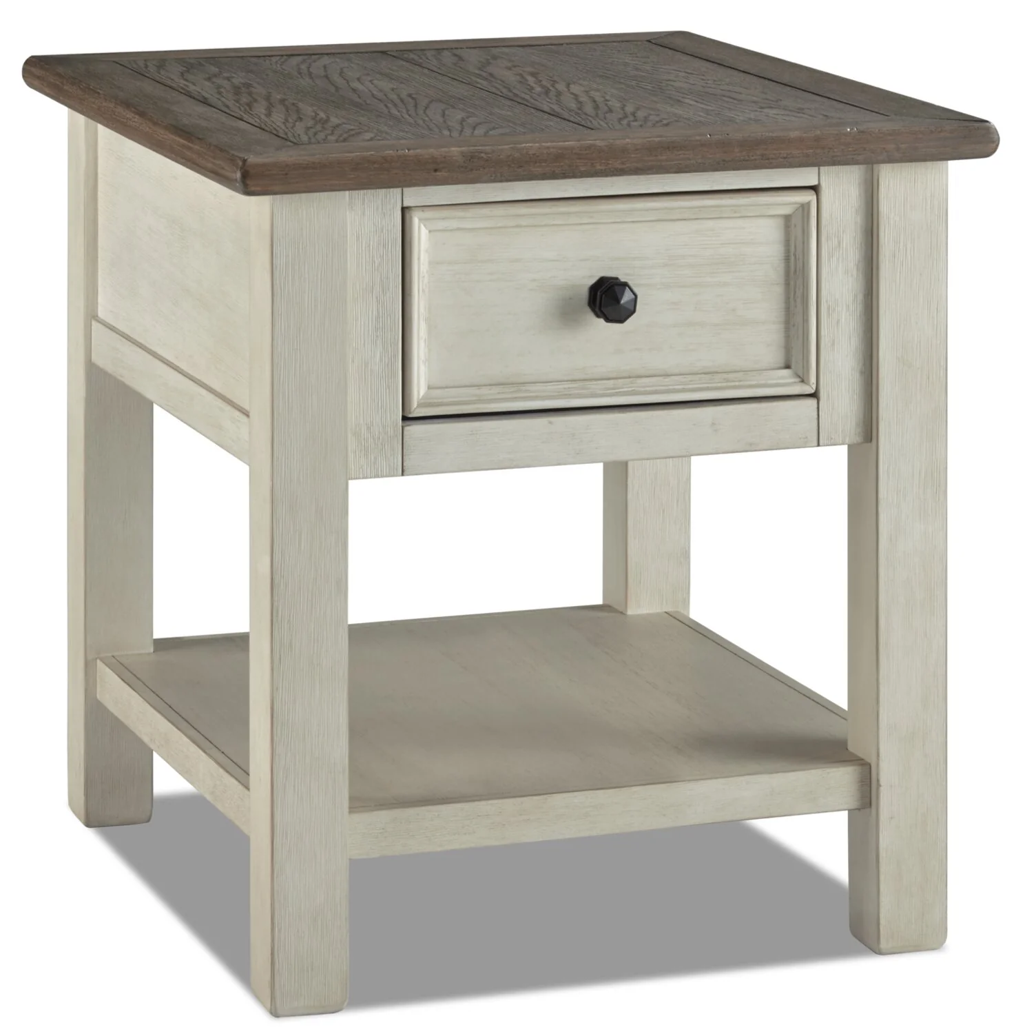 Colby 24" Rustic End Table with Storage and Shelf - Two Tone Wood