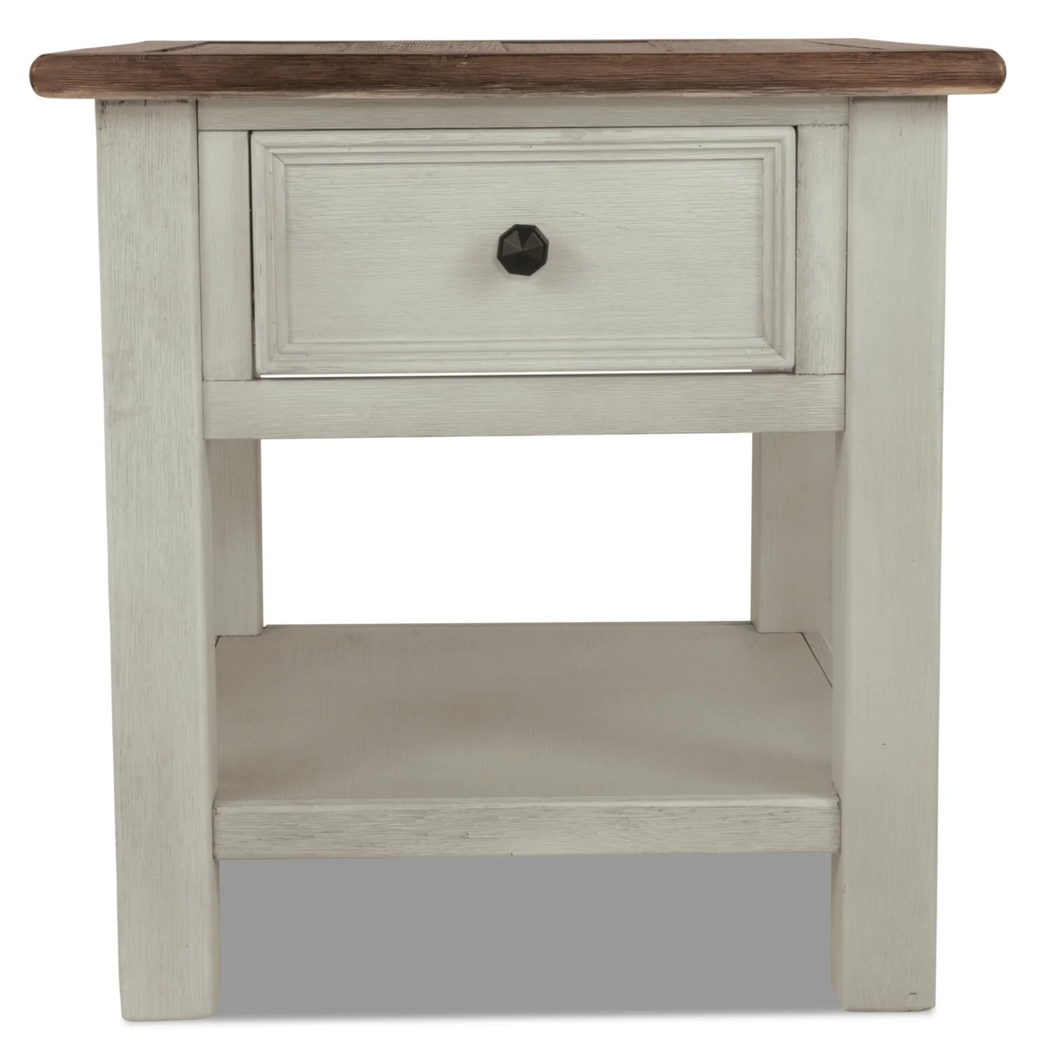 Colby 24" Rustic End Table with Storage and Shelf - Two Tone Wood