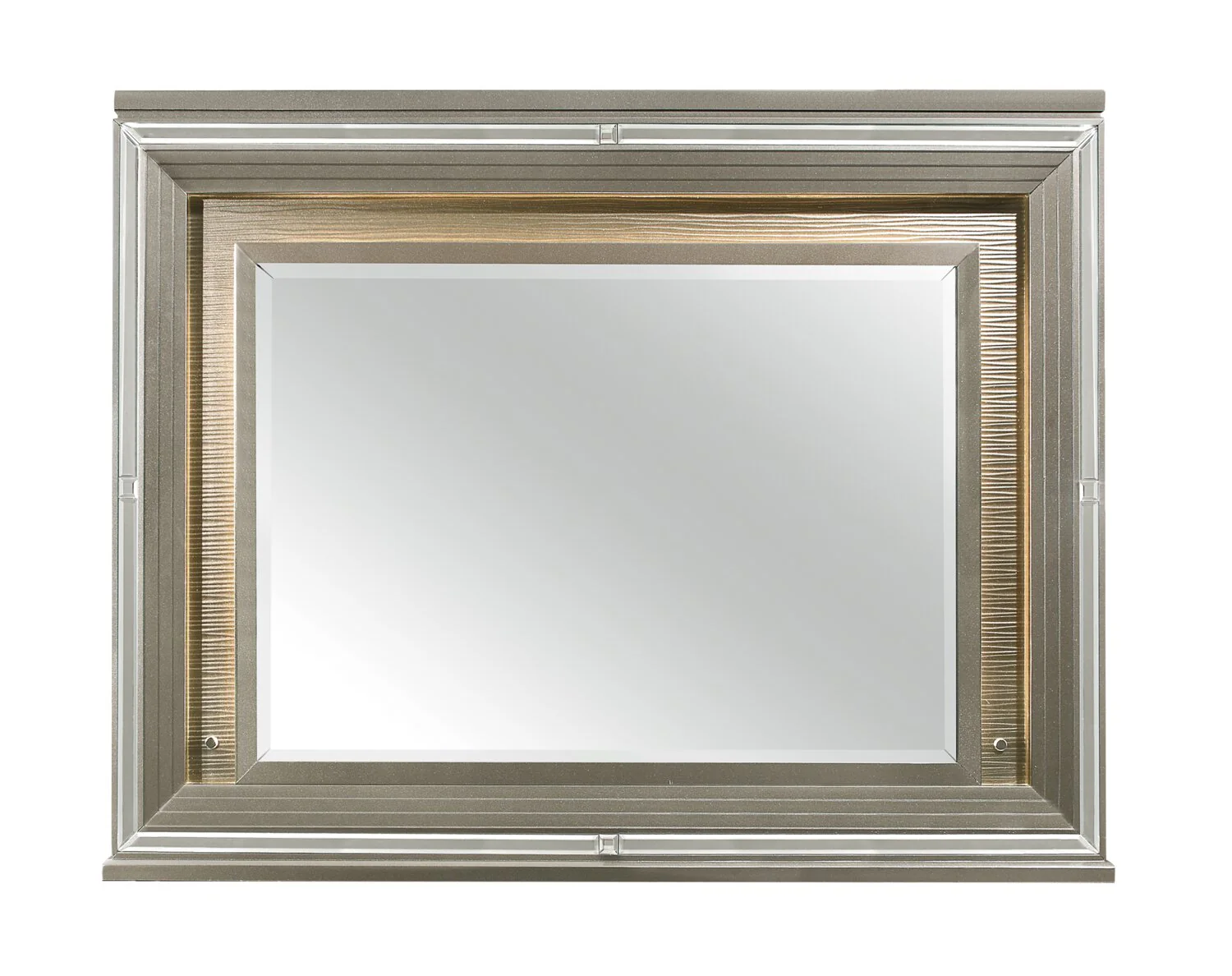 Max Bedroom Dresser Mirror with LED Light, Glam - Silver