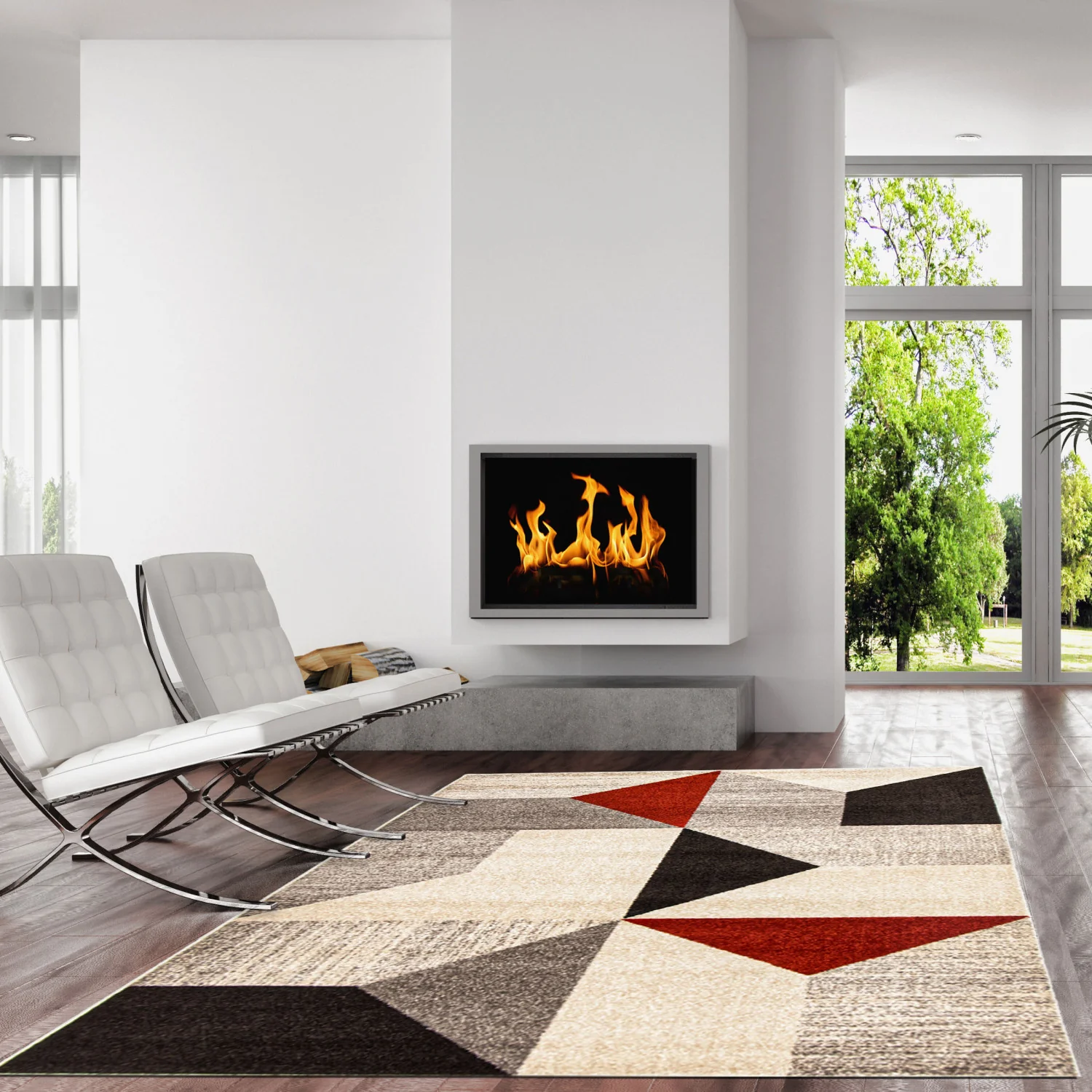 Hadley Grey / Red 7'10" x 10'2" Area Rug