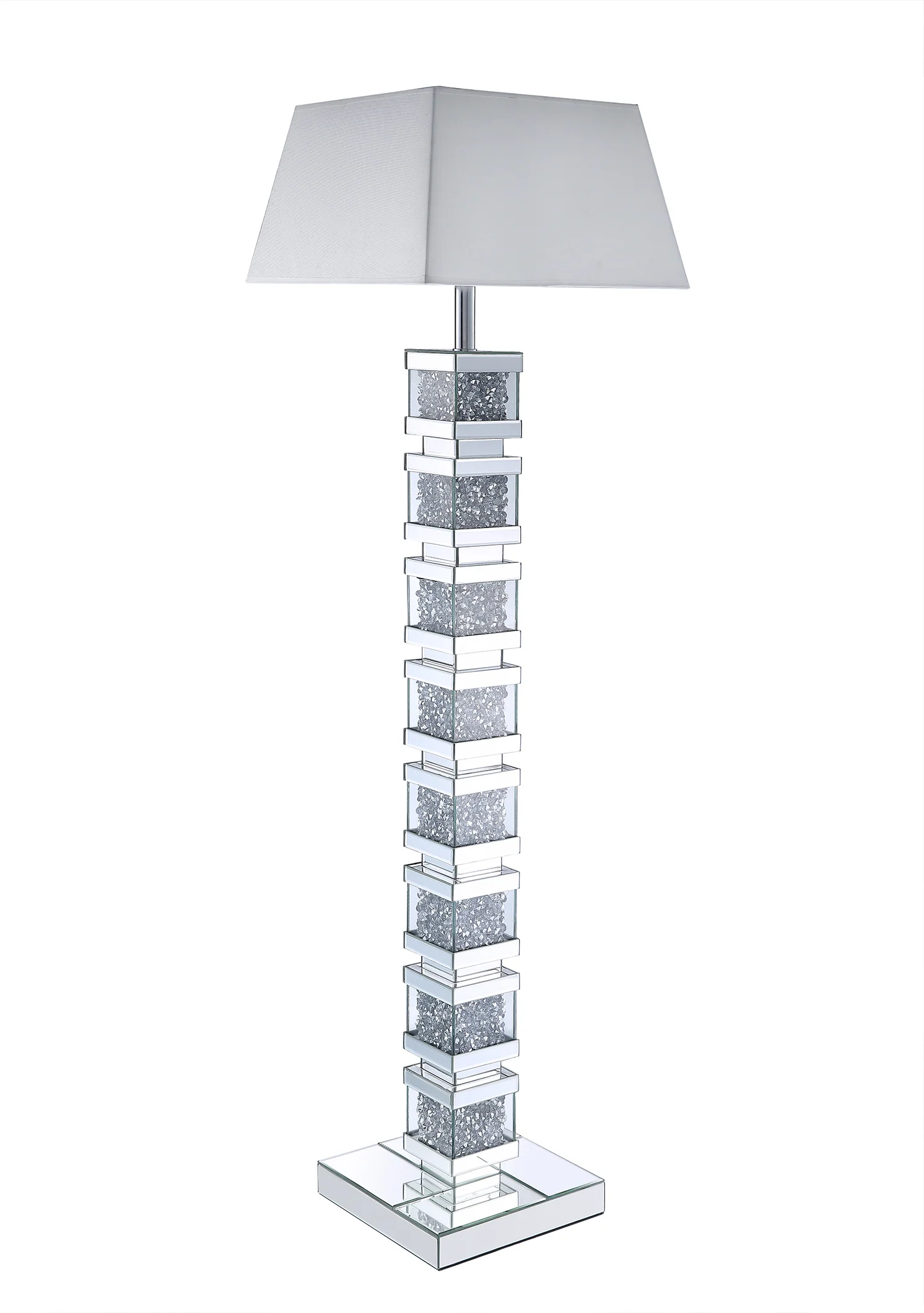 Memphis 54.3" Glam Floor Lamp with Glass, Mirror and Acrylic Crystals
