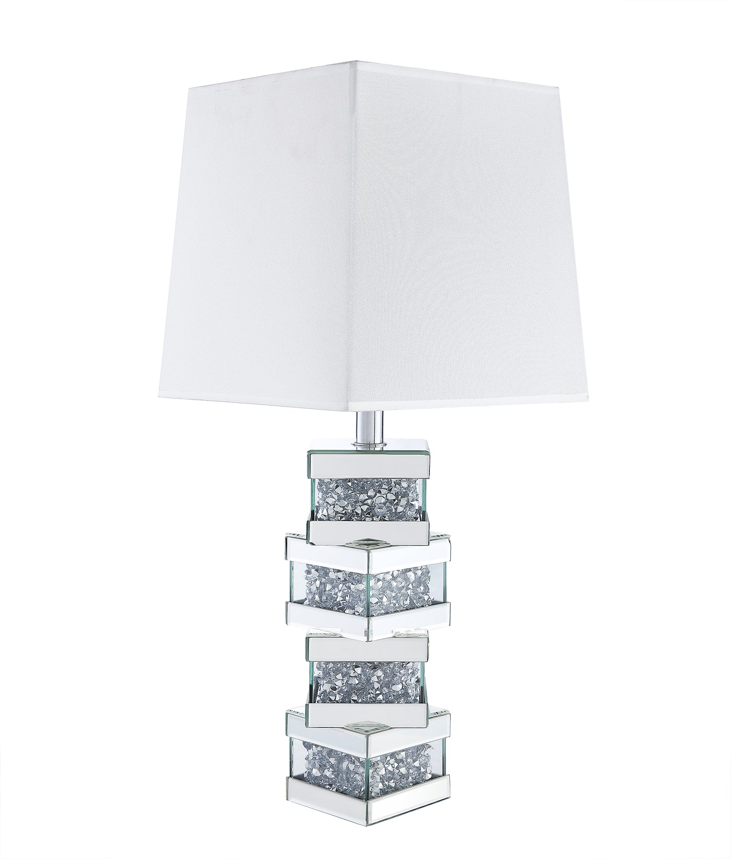 Memphis 29.9" Glam Table Lamp with Glass, Mirror and Acrylic Crystals