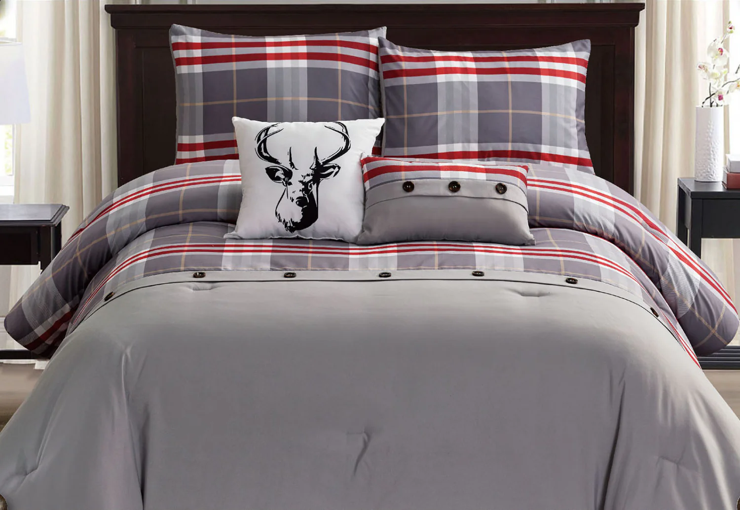 Lodge 5-Piece King Comforter Set - Grey