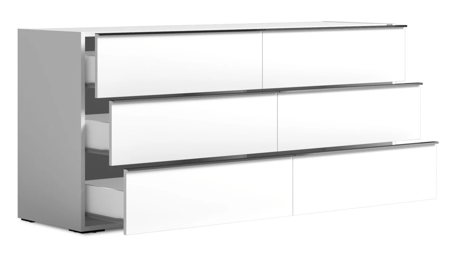 Raia Bedroom 6-Drawer Dresser - Made in Italy, 59"W x 33"H, Modern - White