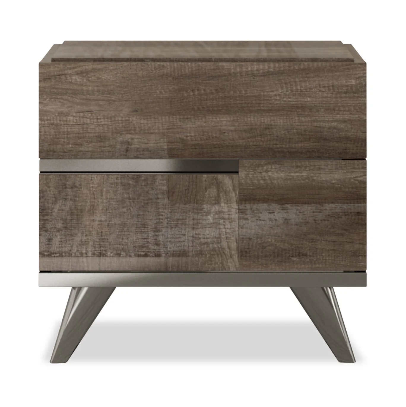 Gino Bedside 2-Drawer Nightstand - Made in Italy, 24.8"W x 23.2"H, Modern - Brown