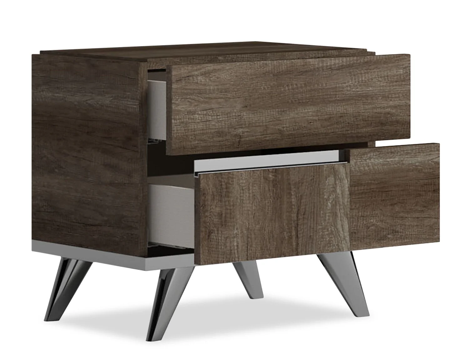 Gino Bedside 2-Drawer Nightstand - Made in Italy, 24.8"W x 23.2"H, Modern - Brown