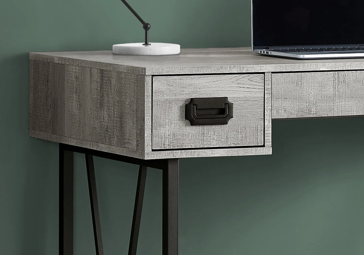 Reuben 47.25" Office Desk with 3-Drawers - Grey