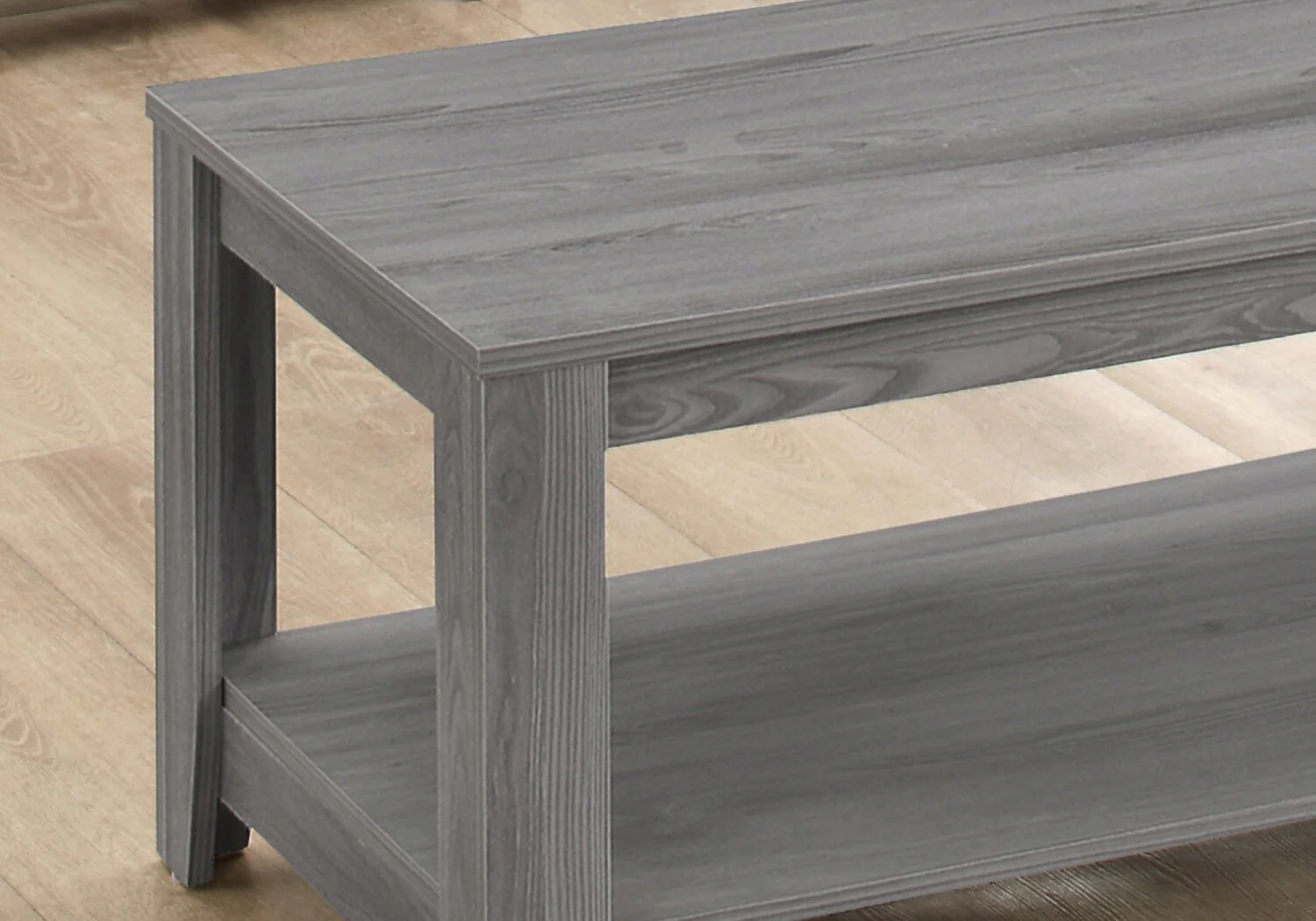 Kalen 42" Modern 3-Pack Coffee + 2 End Tables with Shelf - Grey