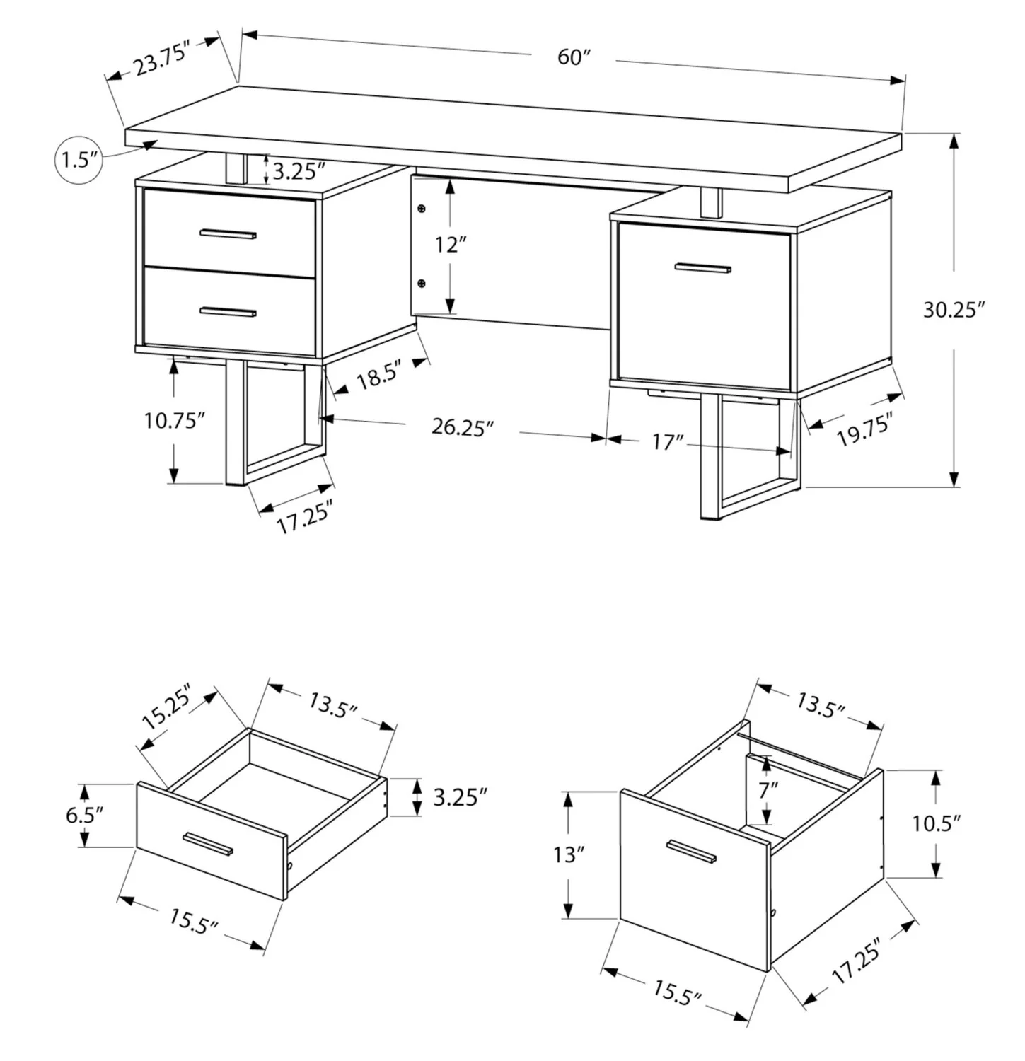 1625-teagan-60-reversible-office-desk-with-3-drawers-light-walnut-4.webp Teagan 60" Reversible Office Desk with 3-Drawers - Light Walnut